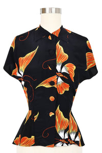 Judy Peplum Top - Adrian Butterfly