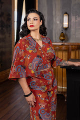 30s Wrap Top - Art Deco Swirls