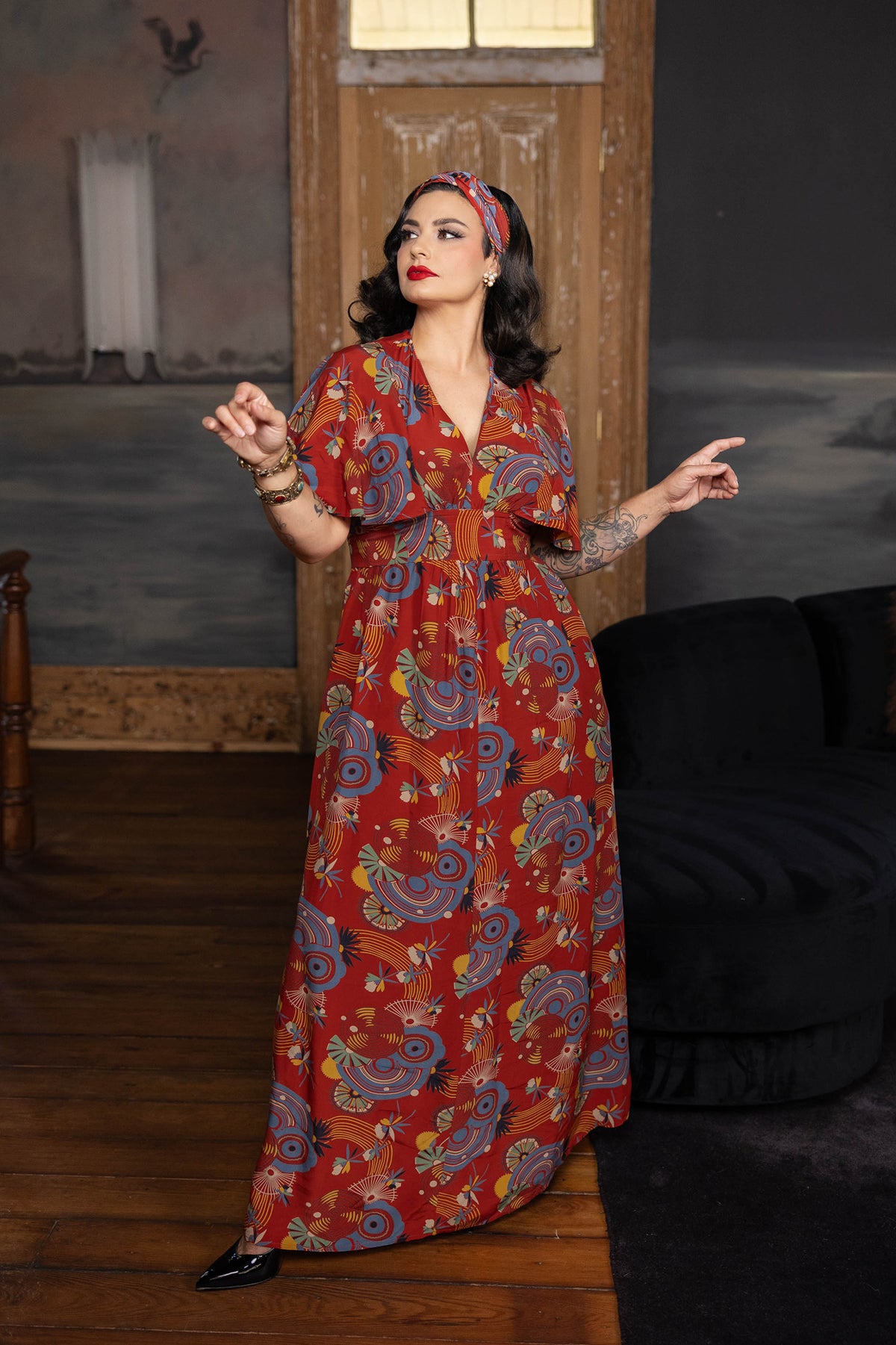 Caftan Dress - Art Deco Swirls