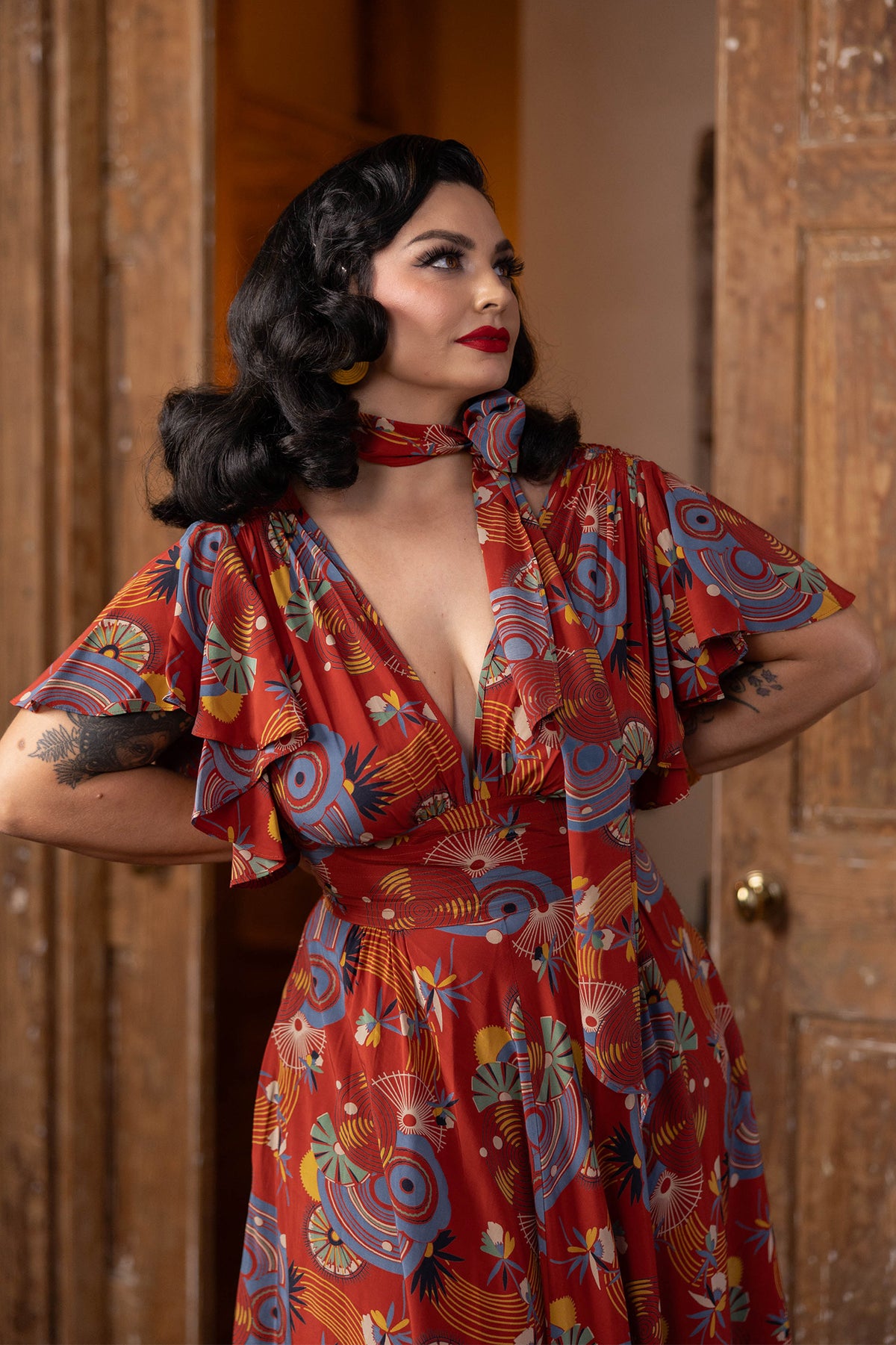 Sylvia Dress - Art Deco Swirls