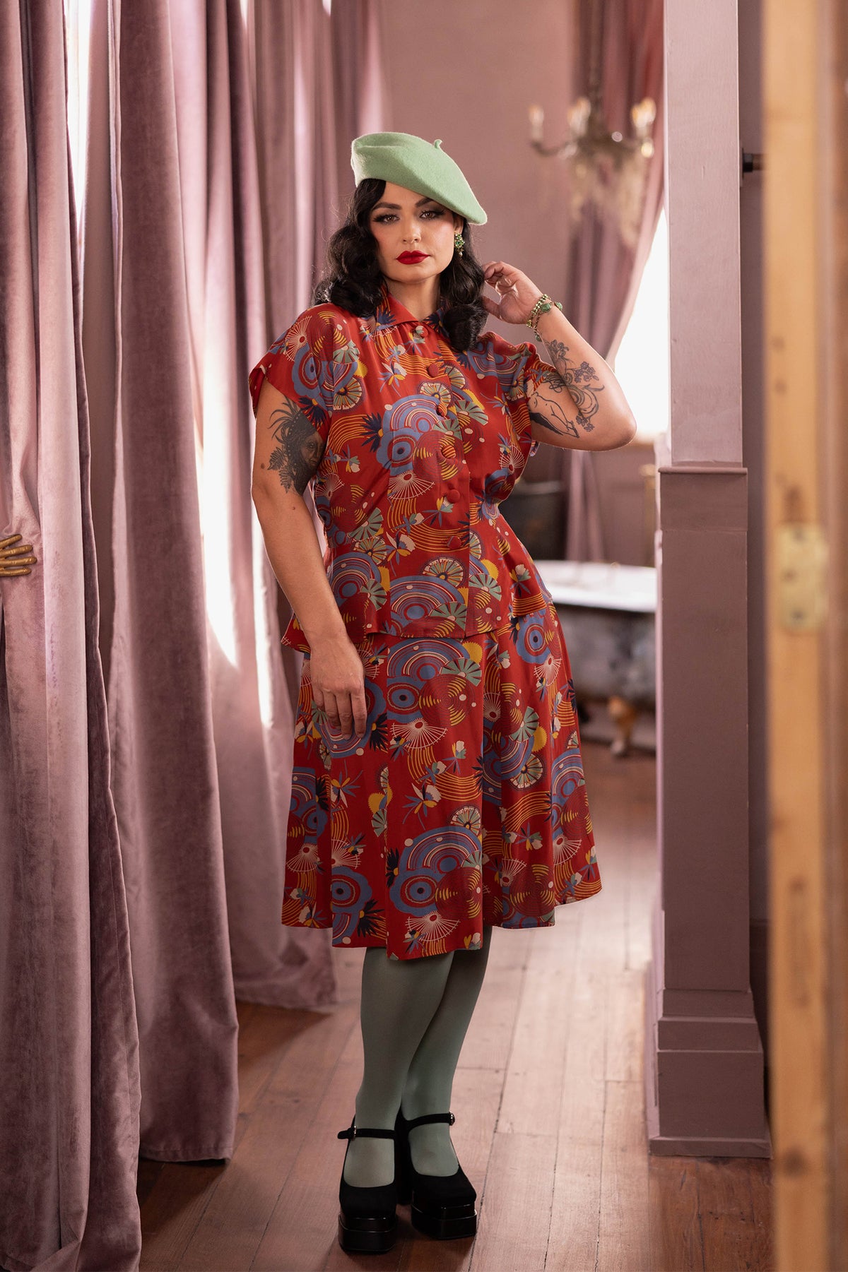 Ashley Skirt - Art Deco Swirls