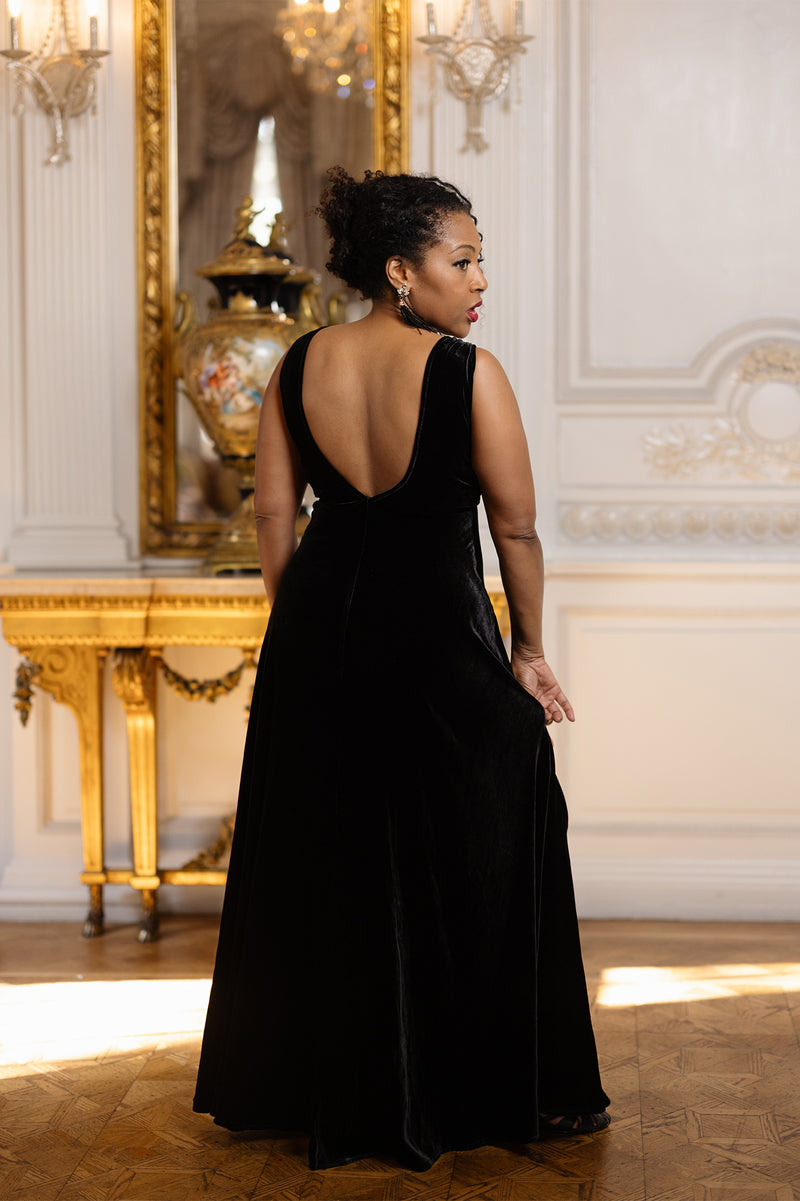 30s Bias Gown - Black Velvet