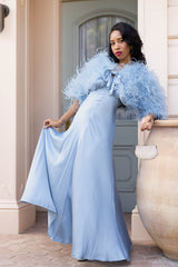 1930s Bias Gown - Blue Fog