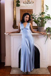 1930s Bias Gown - Blue Fog
