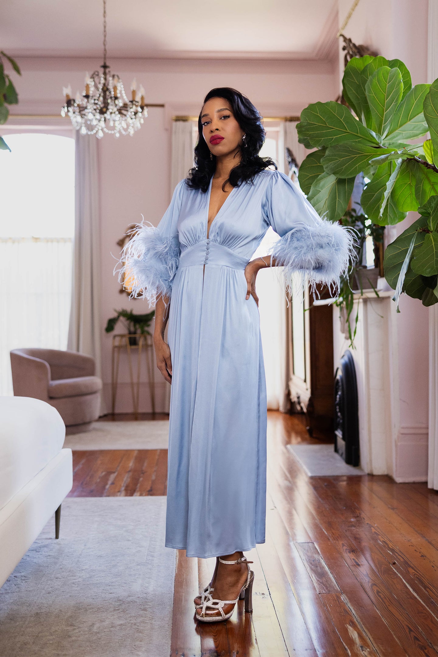 Glam Harlow Robe - Blue Fog