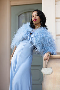 Ostrich Feather Bolero Jacket - Blue Fog