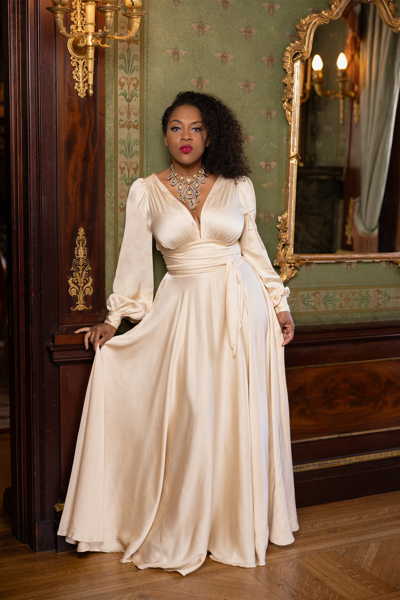 Gene Dress - Ivory Satin