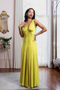 1930s Bias Gown - Chartreuse