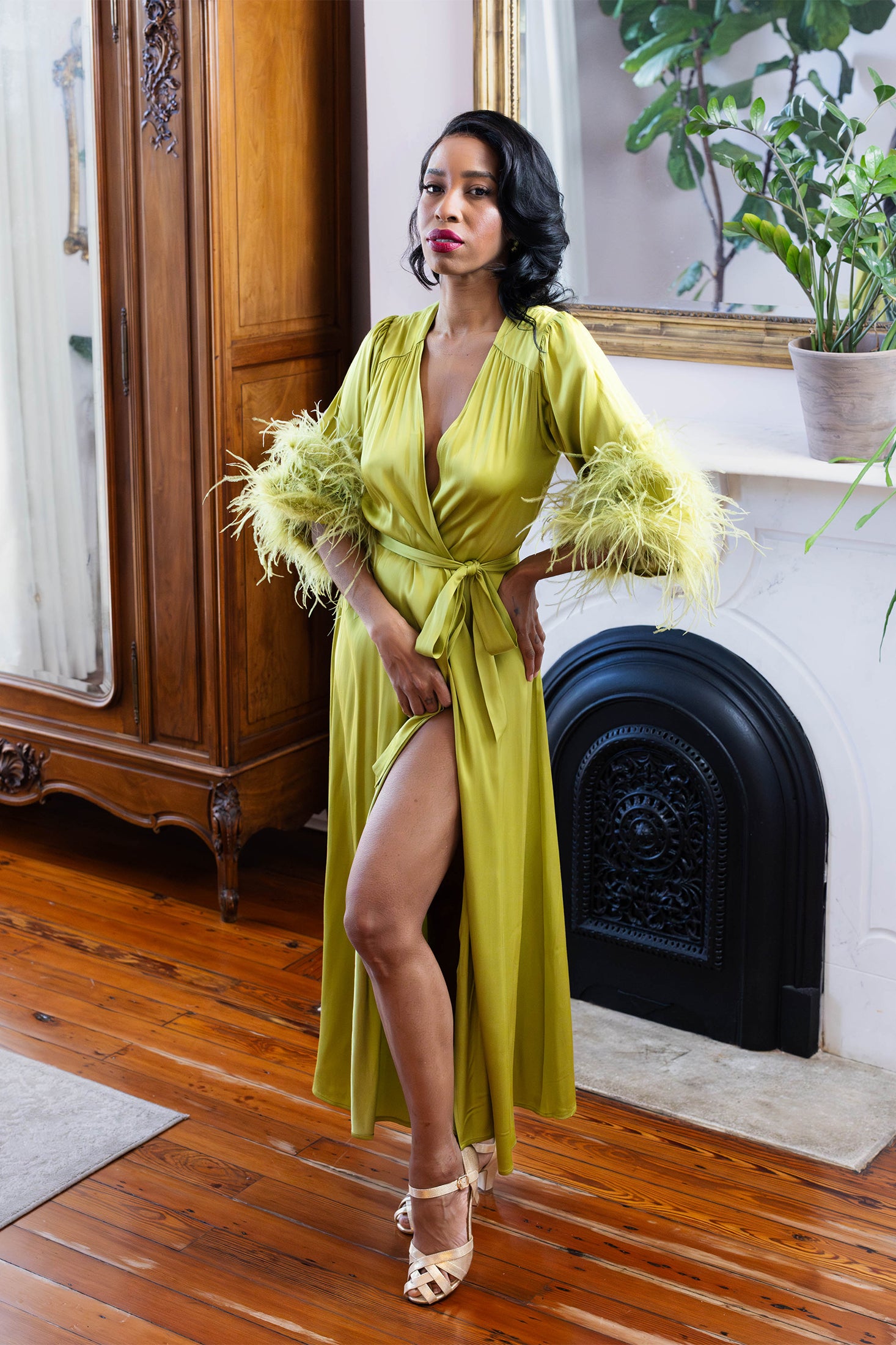 Glam Starlet Robe - Chartreuse