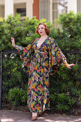 Butterfly Sleeve Caftan - Tiki Floral