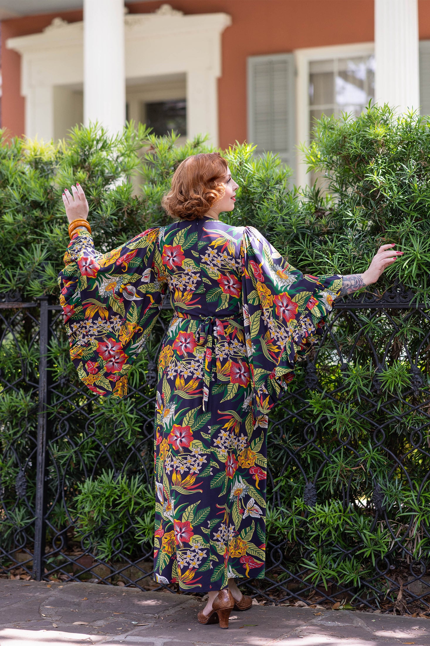 Butterfly Sleeve Caftan - Tiki Floral