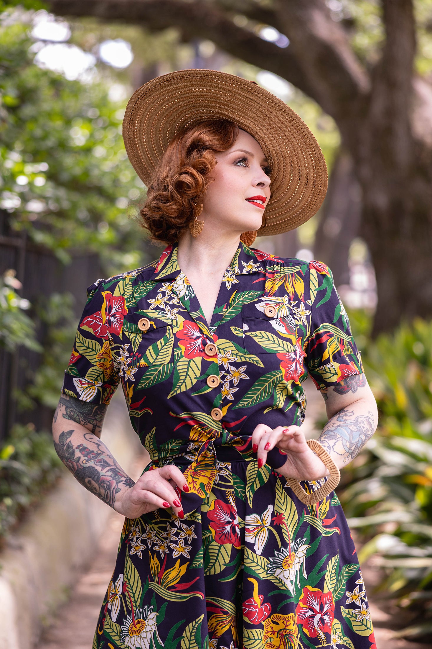 Pin Up Pocket Top - Tiki Floral ##description##