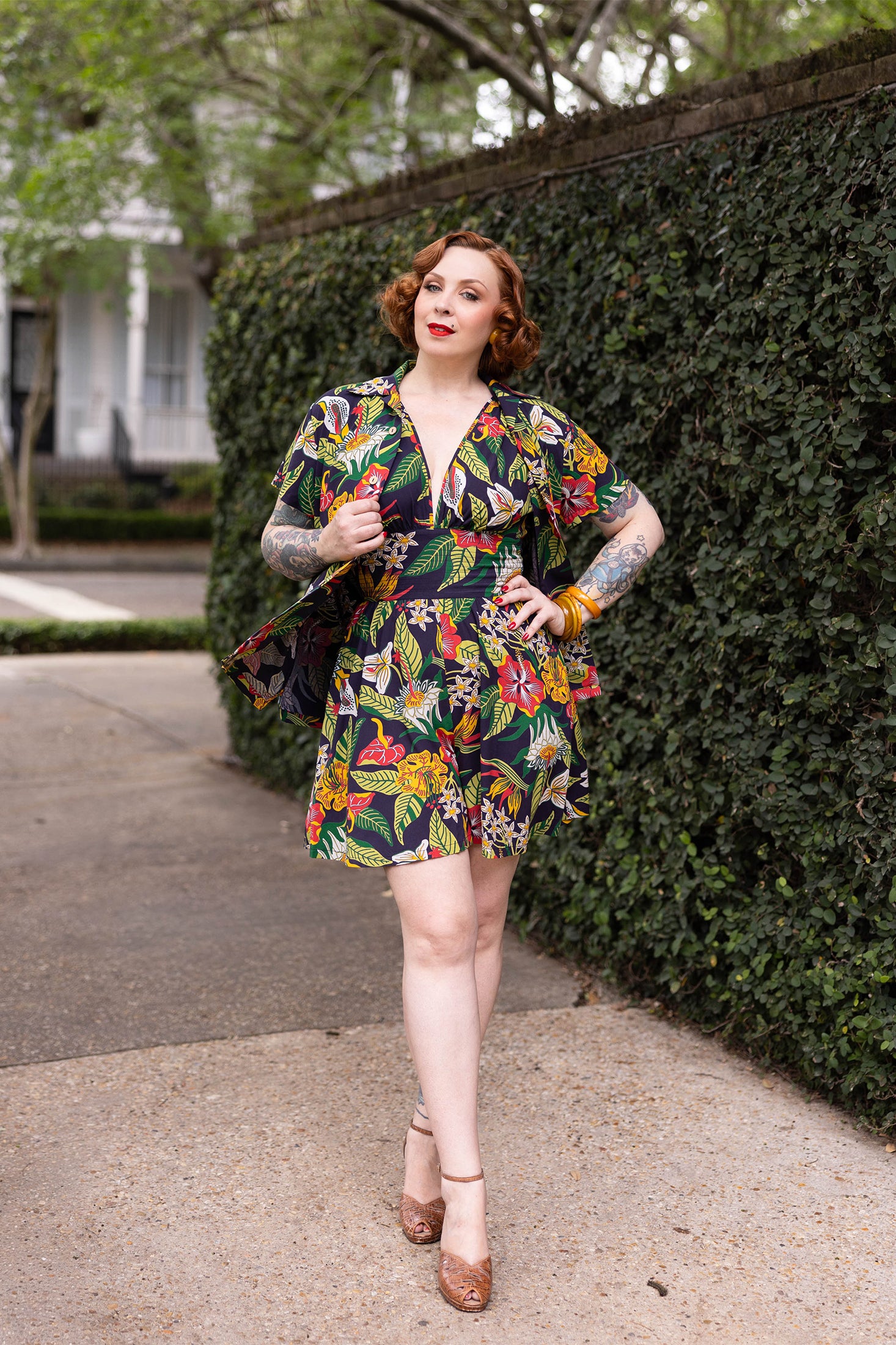Trashy Diva - Trashy Diva Cami Romper - Tiki Floral