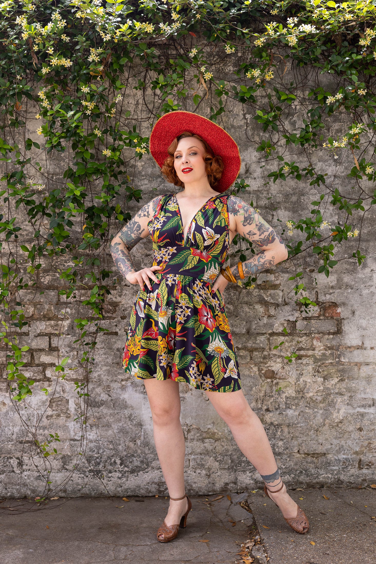 Trashy Diva - Trashy Diva Cami Romper - Tiki Floral