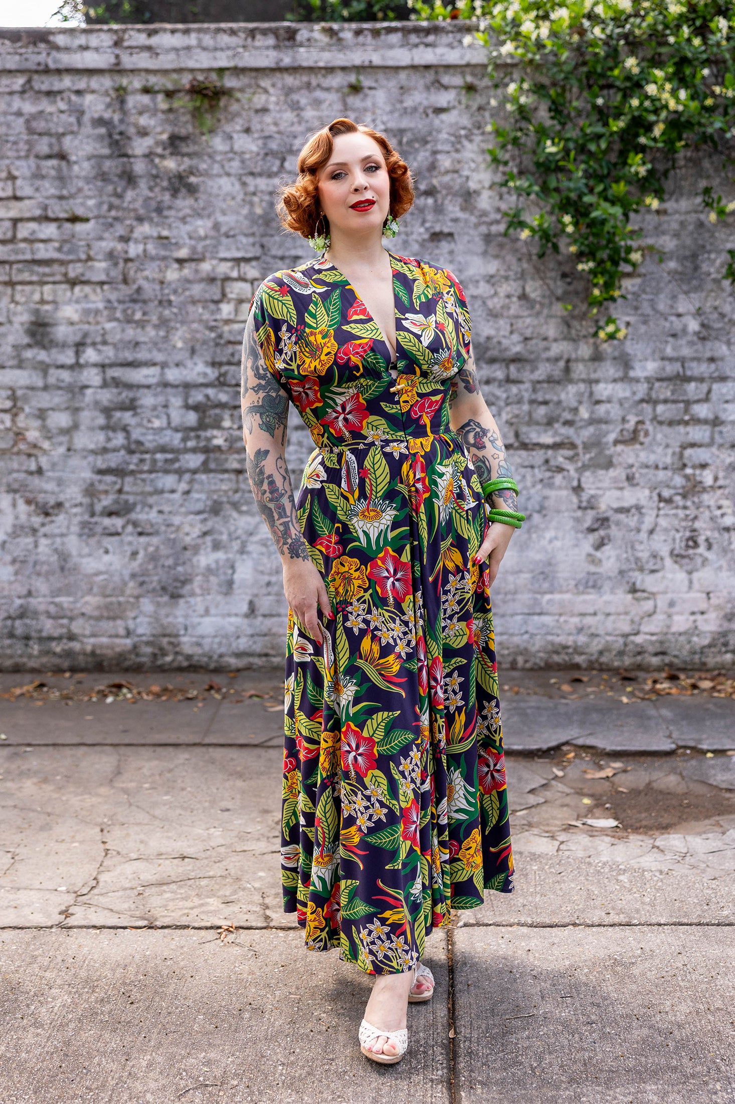 Claire Long Dress - Tiki Floral