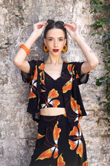 Button Front Hottie Top - Adrian Butterfly