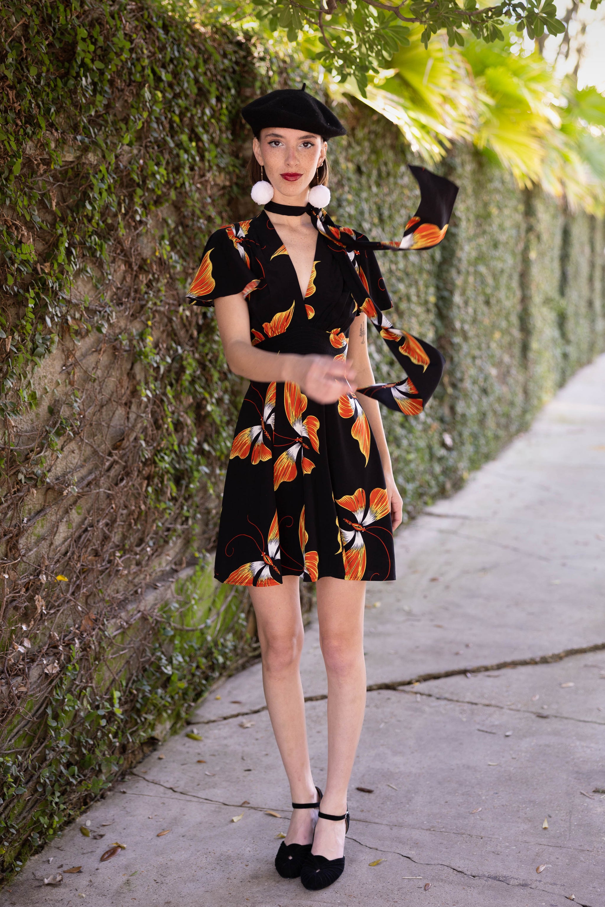 Flutter Sleeve Ashley Mini Dress - Adrian Butterfly