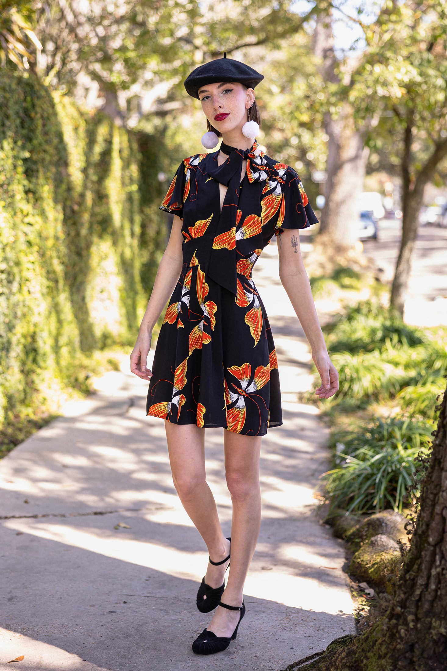 black butterfly mini dress AREA Butterfly Mini Dress in Black