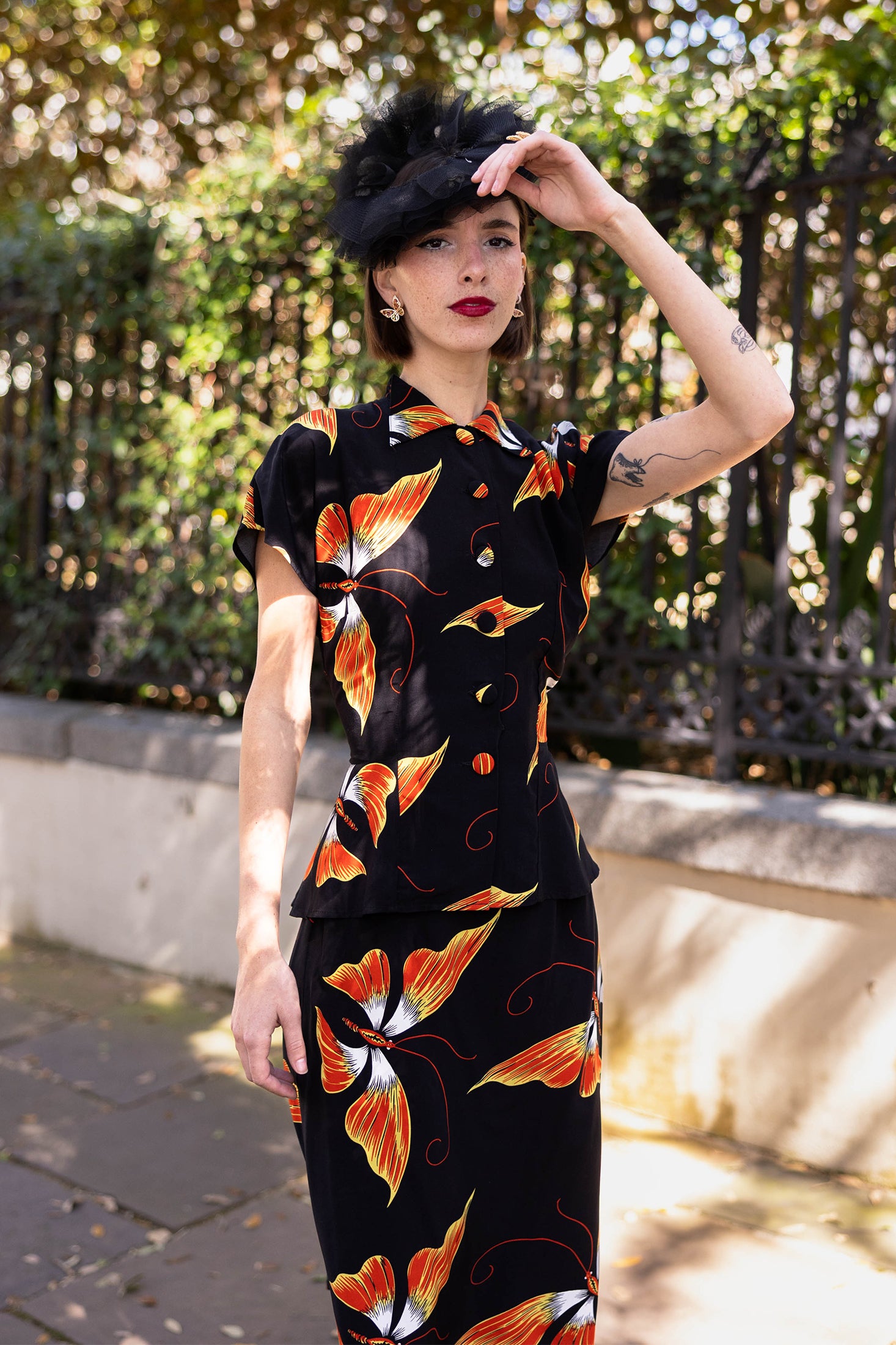 Judy Peplum Top - Adrian Butterfly