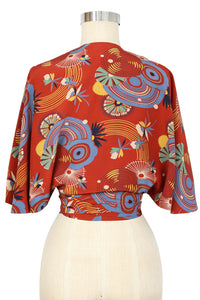 30s Wrap Top - Art Deco Swirls