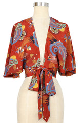 30s Wrap Top - Art Deco Swirls