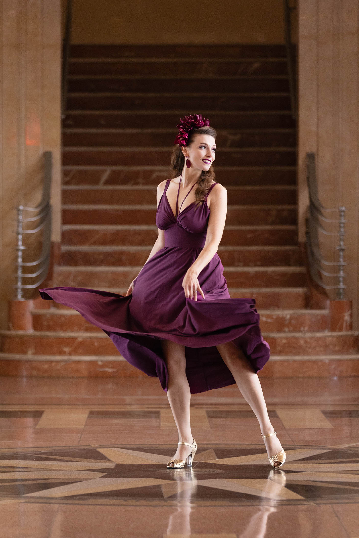 Minda Long Dress - Eggplant