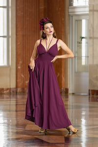 Minda Long Dress - Eggplant