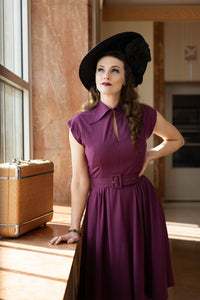 Zip Front Lucky Day Dress - Eggplant