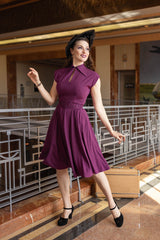 Zip Front Lucky Day Dress - Eggplant