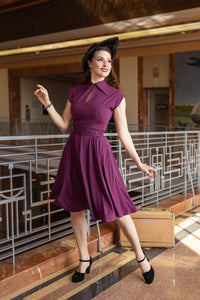 Zip Front Lucky Day Dress - Eggplant