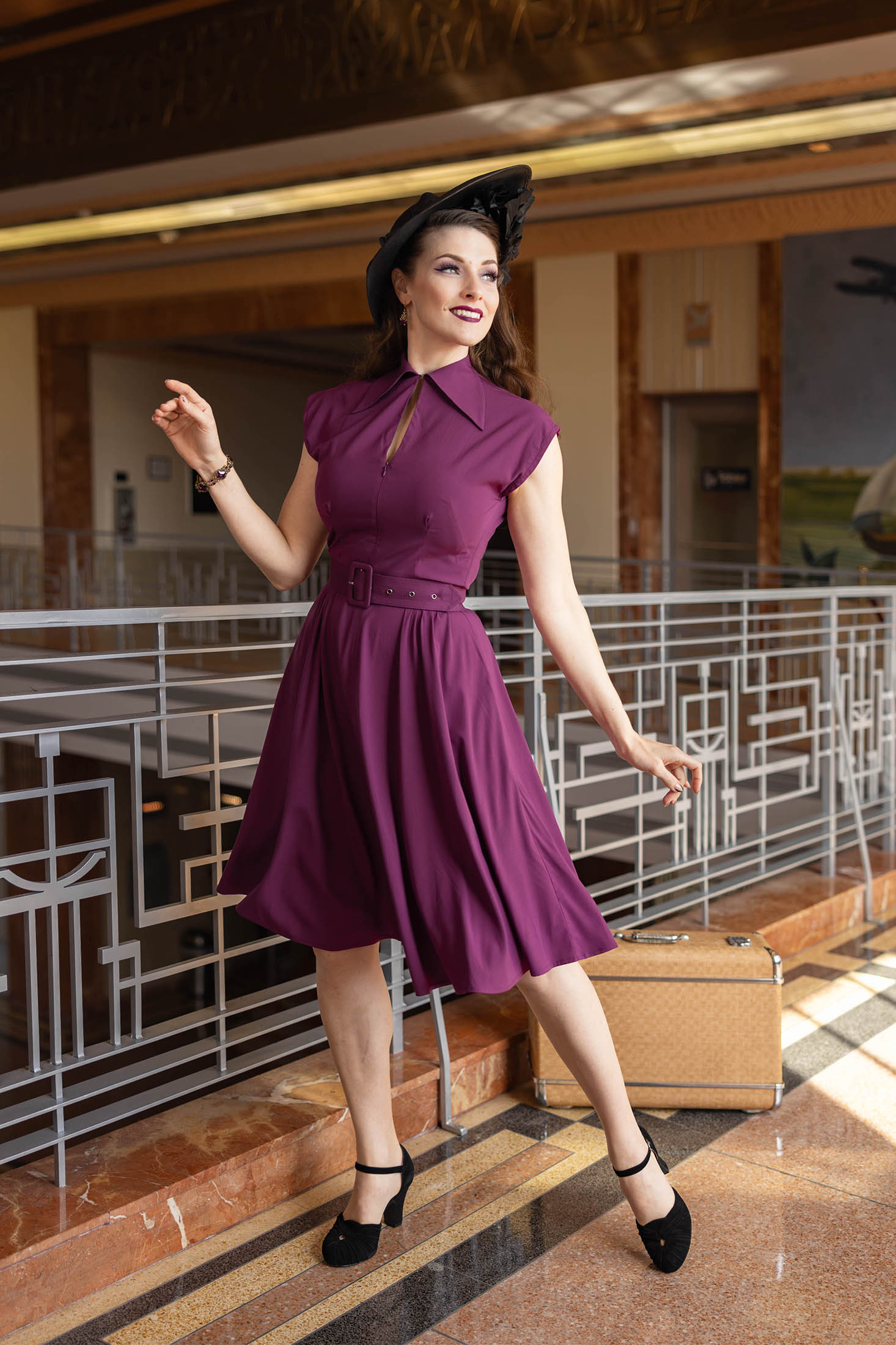 Zip Front Lucky Day Dress - Eggplant