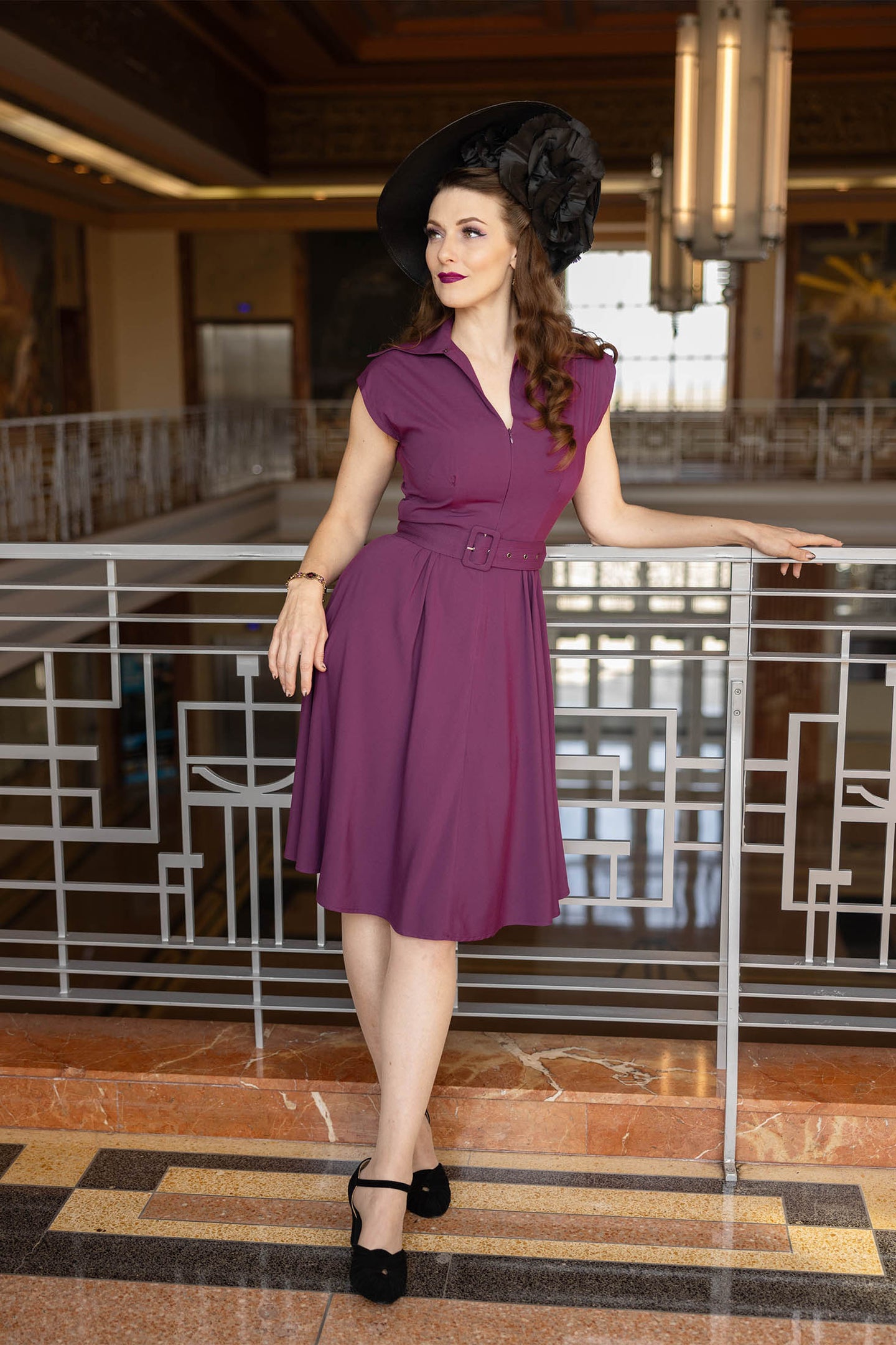 Zip Front Lucky Day Dress - Eggplant