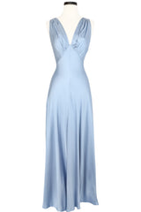 1930s Bias Gown - Blue Fog