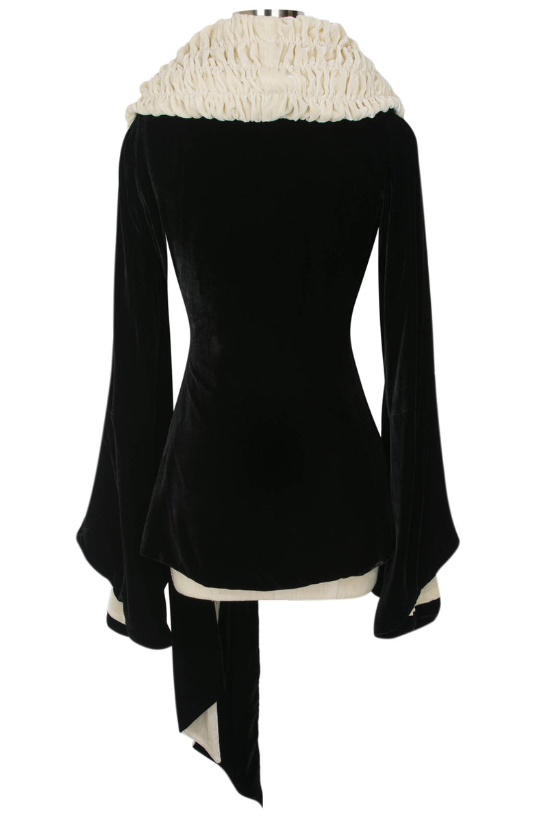 Garbo Coat - Black and Ivory Velvet