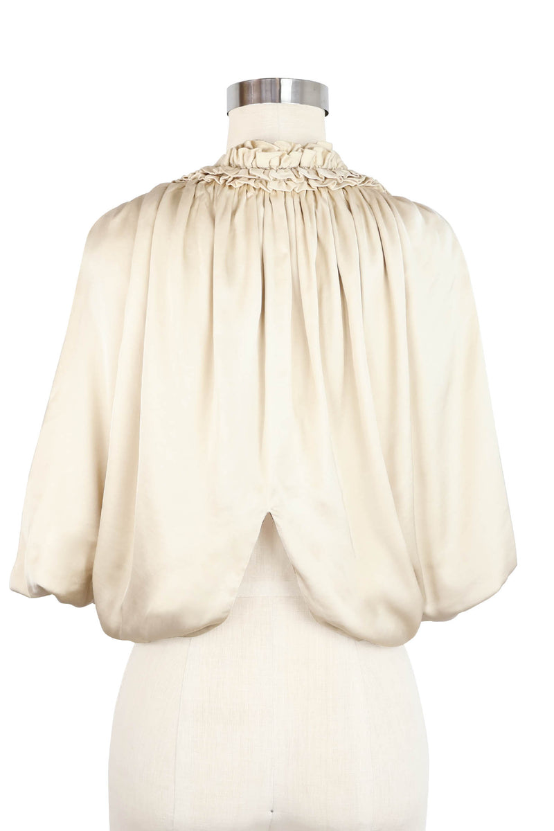 30s Drape Cape Top - Ivory Satin