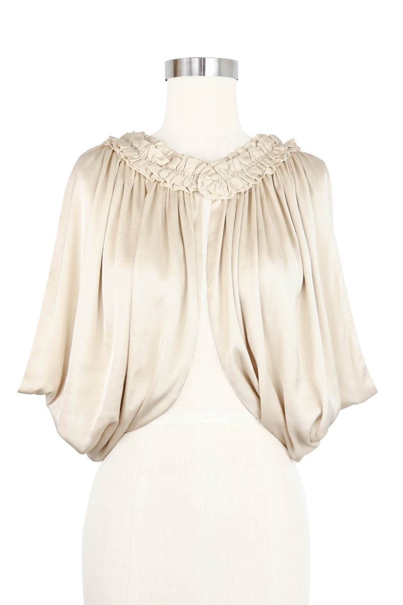 30s Drape Cape Top - Ivory Satin