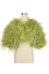 Ostrich Feather Bolero Jacket - Chartreuse