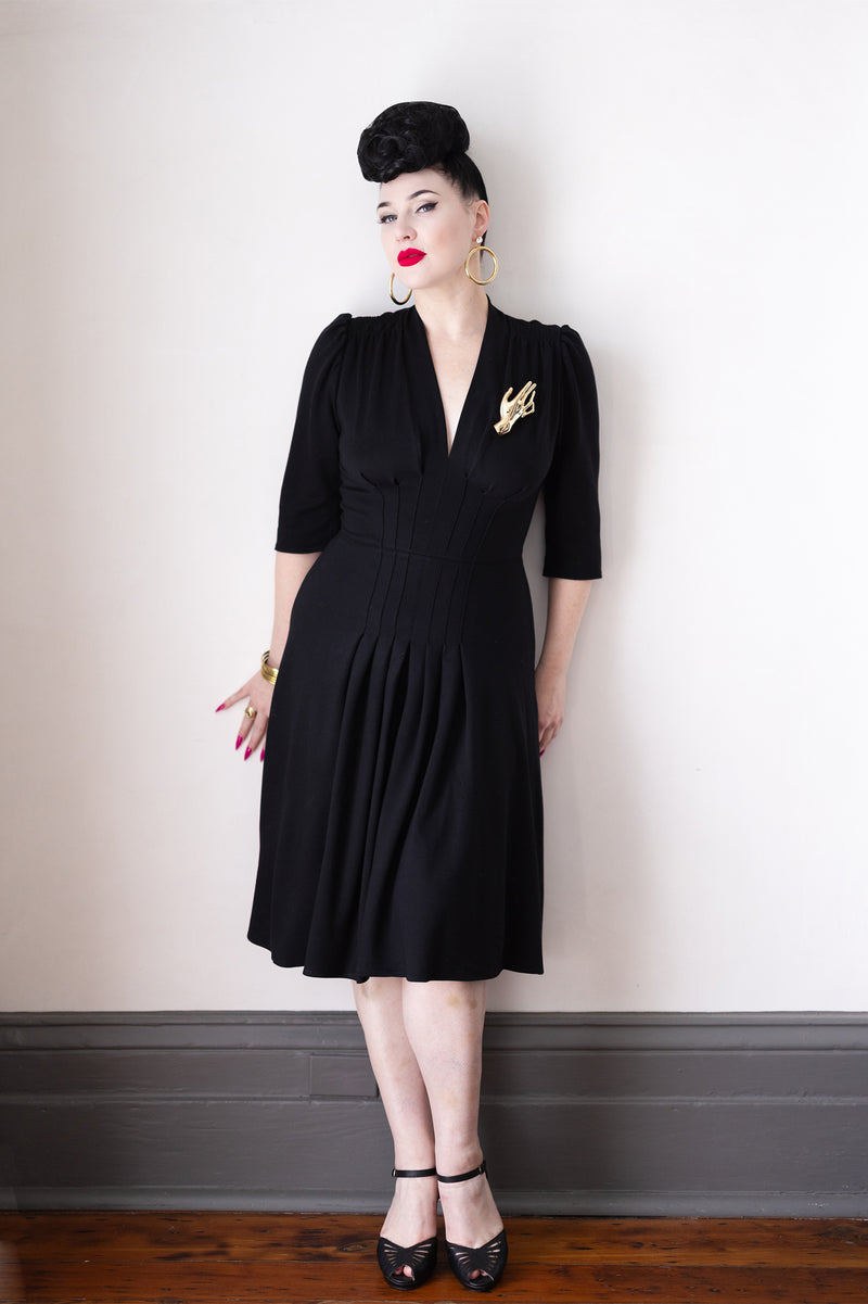 Jenny Long Sleeve Dress - Black Stretch