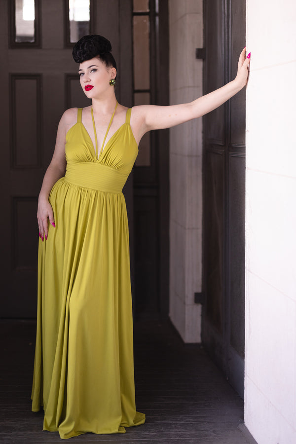 Minda Long Dress - Chartreuse