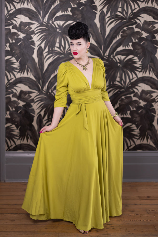 Gene Dress 3/4 Sleeve - Chartreuse