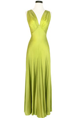 1930s Bias Gown - Chartreuse