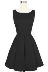 Audrey Mini Dress - Black Stretch Cotton