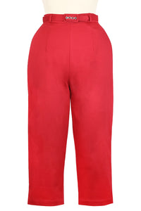 Short Capri Pant - Red Stretch Cotton