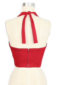 Dottie Blouse- Red Stretch Cotton