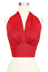 Dottie Blouse- Red Stretch Cotton