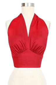 Dottie Blouse- Red Stretch Cotton