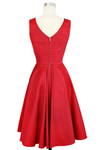 Norma Jean Dress - Red Stretch Cotton