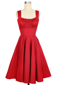 Norma Jean Dress - Red Stretch Cotton