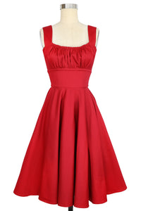 Norma Jean Dress - Red Stretch Cotton
