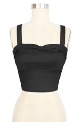 Trixie Top - Black Stretch Cotton